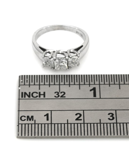 3 Stone Princess Cut Diamond Ring in White Gold